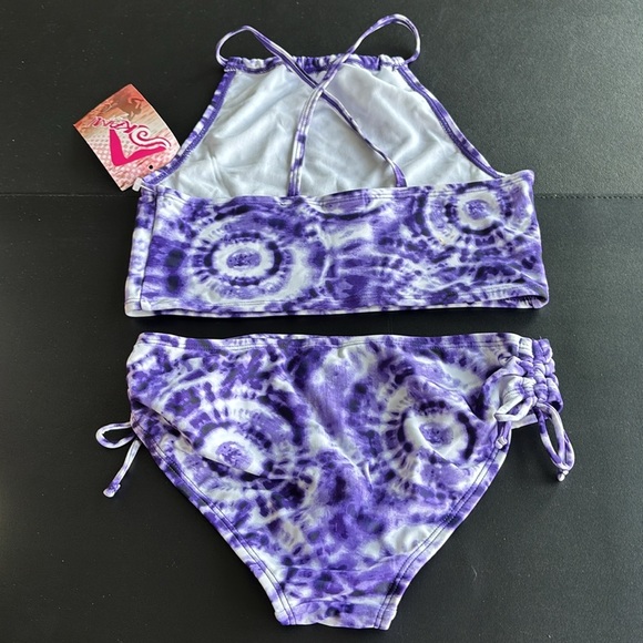 Kanu Surf UPF 50+ Groovy Halter top bikini set,tie die,tie knot at hip - Picture 3 of 6
